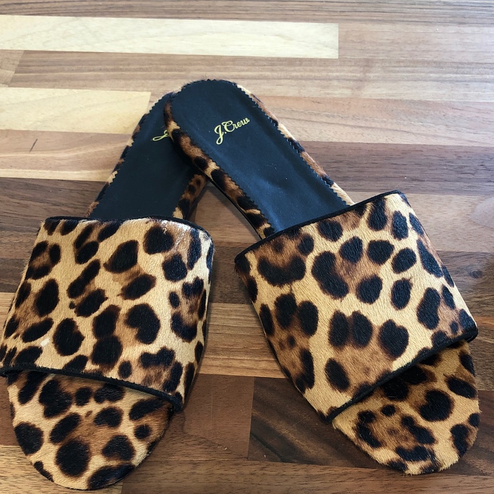 J. Crew Leopard Print Open-Toe Slide Mules